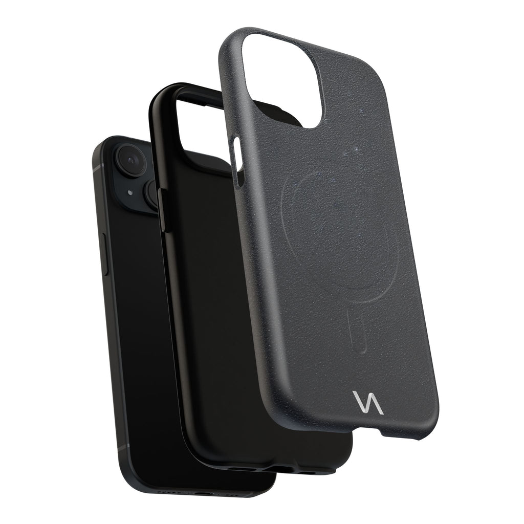 Graphite slim MagSafe iPhone case showing front and back protective design.