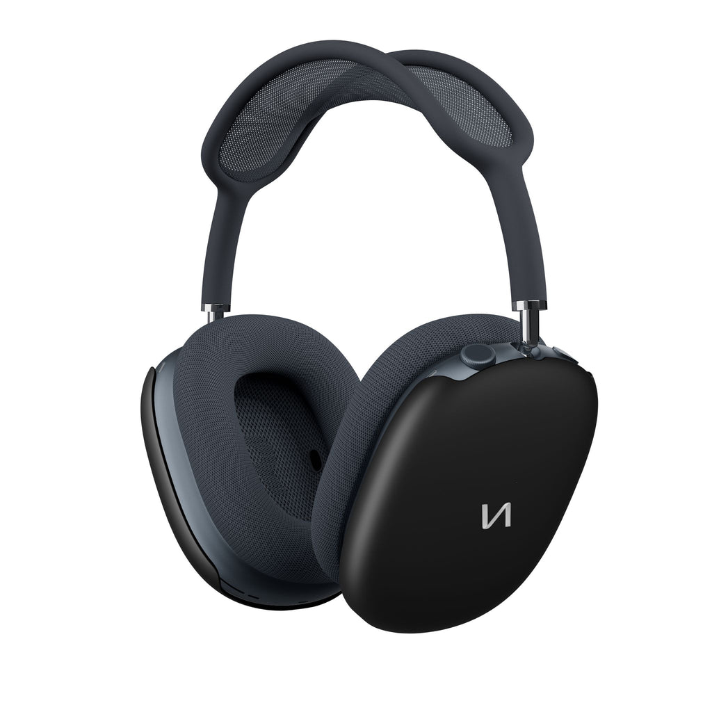 Onyx AirPods Max ear cup covers with matte and glossy finish, angled view.