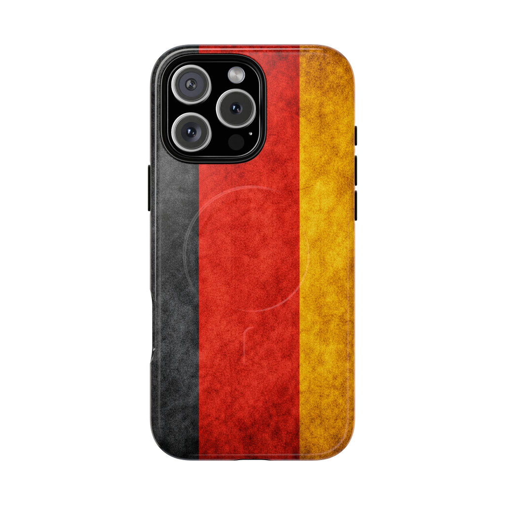 Glossy German flag MagSafe iPhone case with slim protective design.