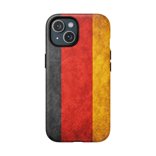 Matte German flag MagSafe iPhone case with slim minimalist design.