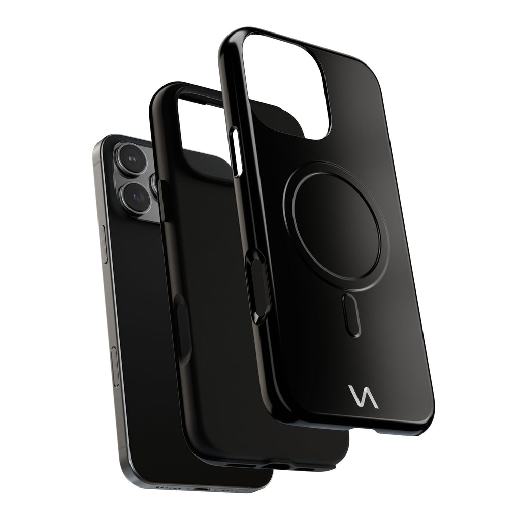 Onyx slim MagSafe iPhone case showing front and back with camera cutout.