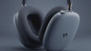 Steel Mist VitaAurea AirPods Max case transforming into Velvet Rouge AirPods Max case on a matching background.